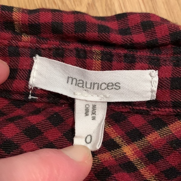maurices Plaid Button Down Long Sleeve Collared Blouse Red and Black Women’s 0 - Picture 2 of 13